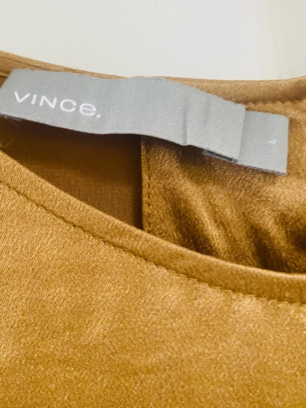 Vince Silk Bronze Gold Long Sleeve Blouse Large - Picture 5 of 7
